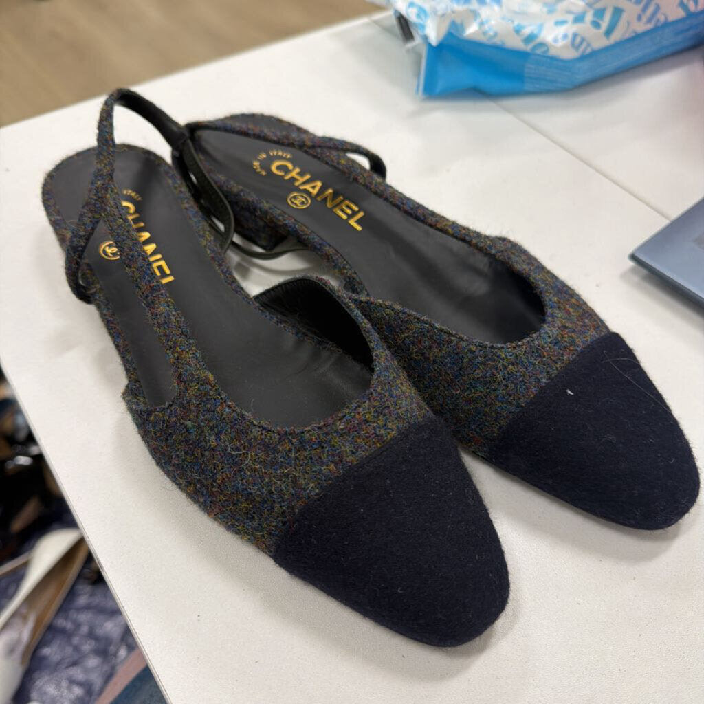 Navy/Multi Felt Captoe Slingbacks (39)