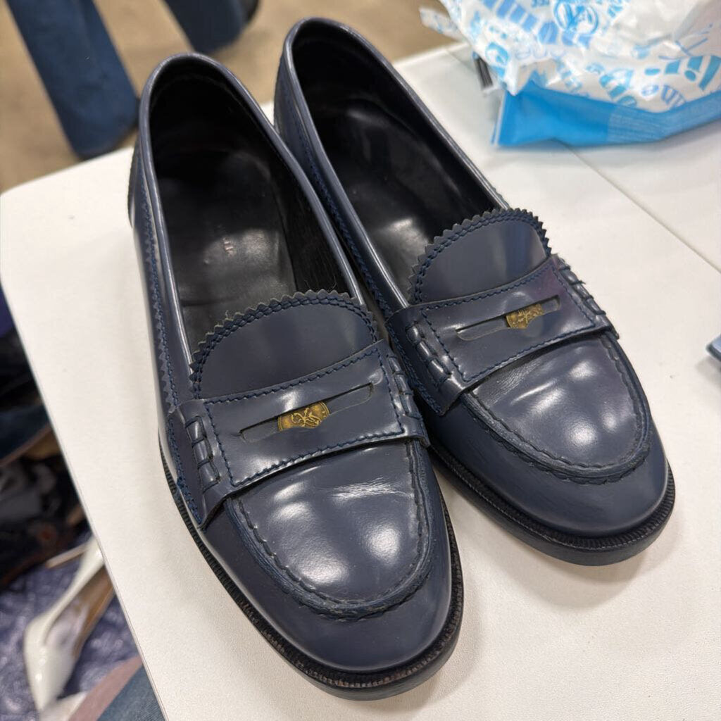 Blue Leather Penny Loafers (38)