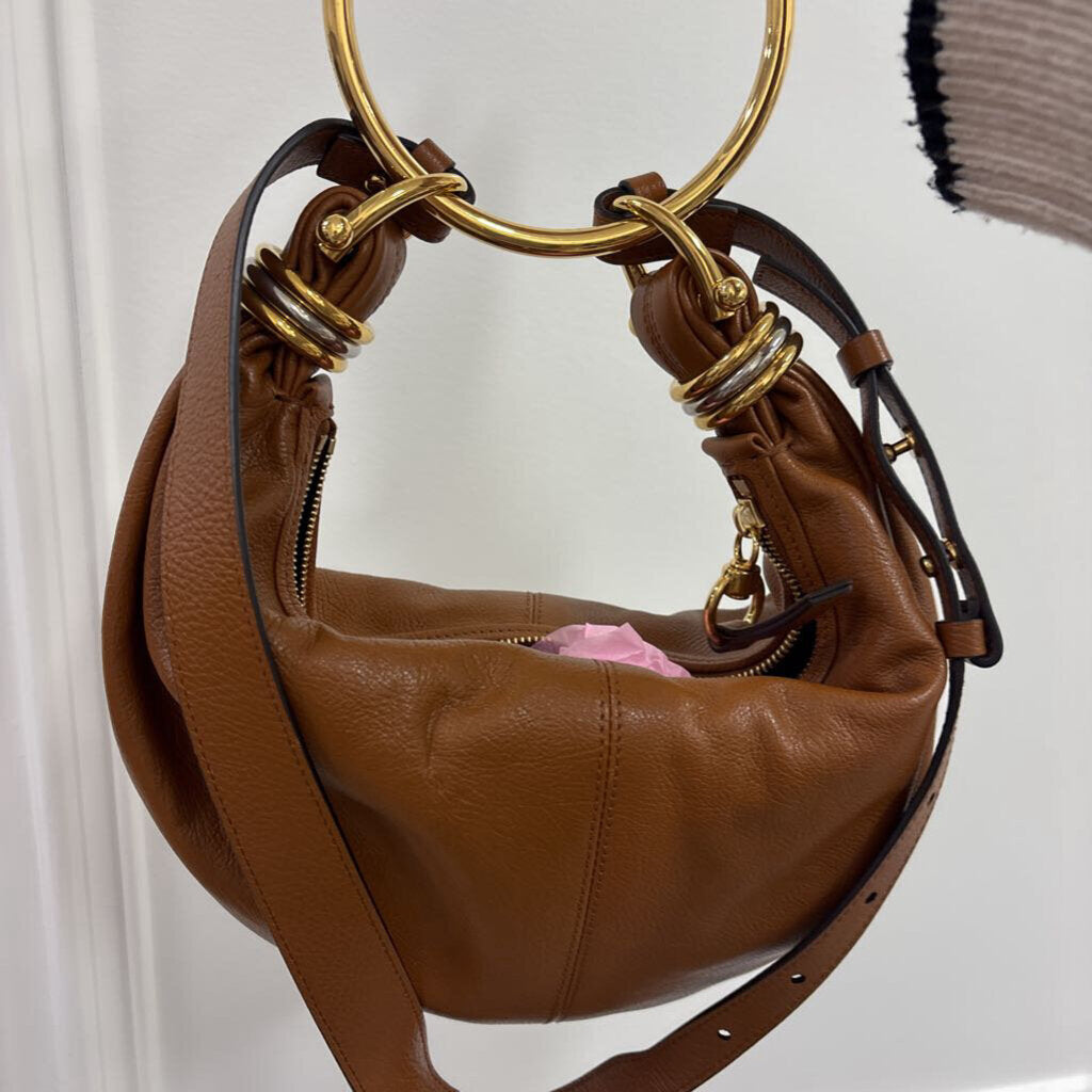 Brown Leather Bracelet Bag (2690)