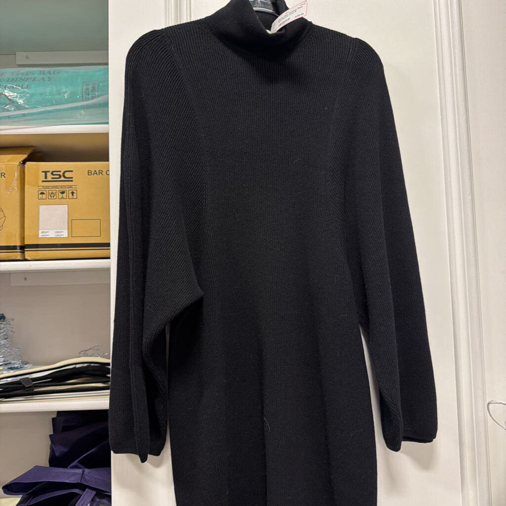 Black Cashmere Mock Neck Sweater Dress