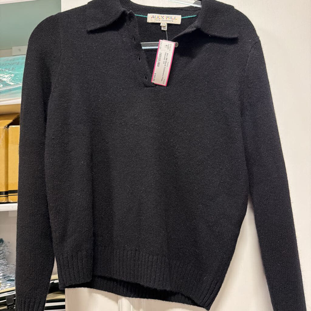 Black Cashmere Polo Sweater