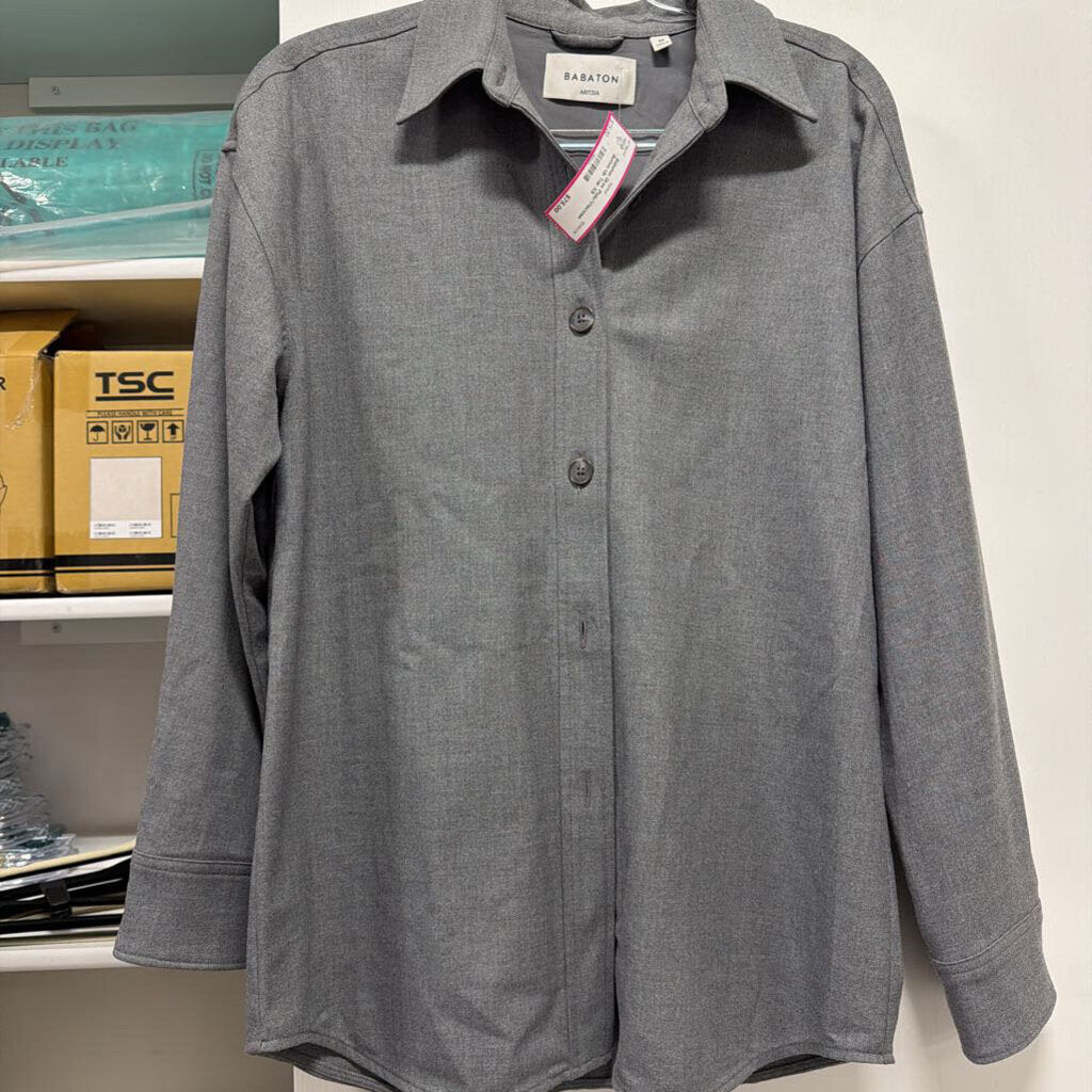 Gray Poly/Viscose Button Up Top
