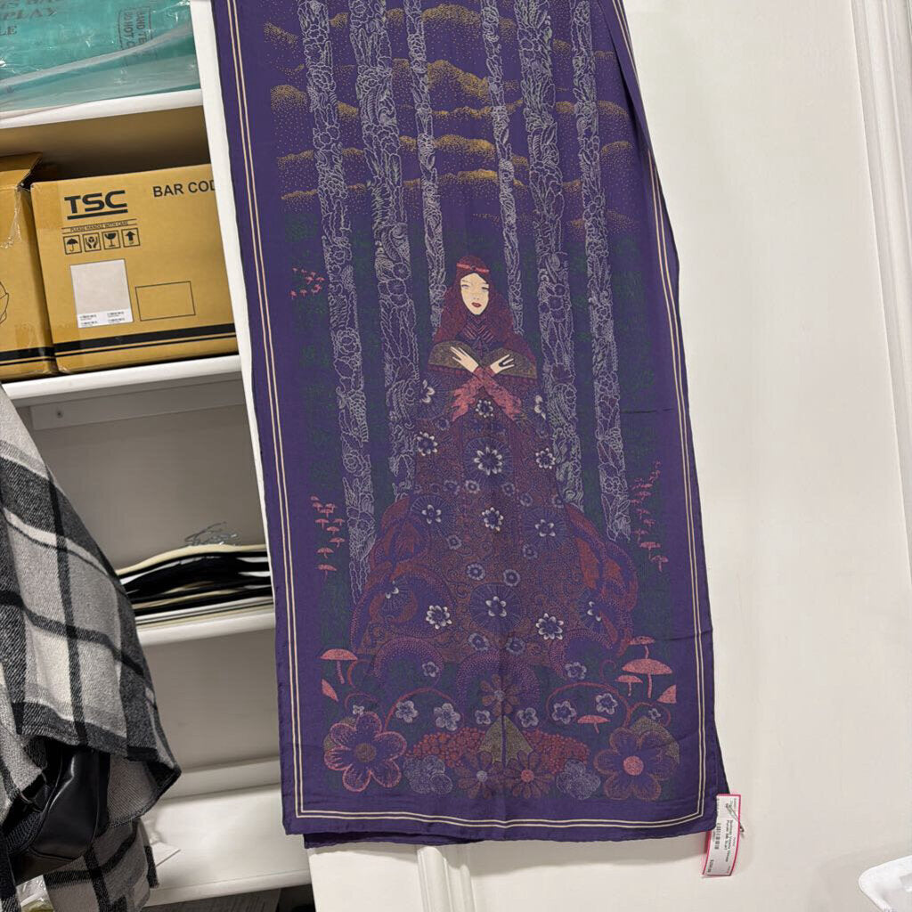 Vintage Purple Silk Scarf
