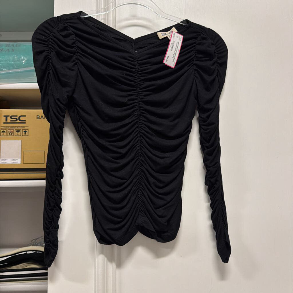Black Viscose Ruched Top