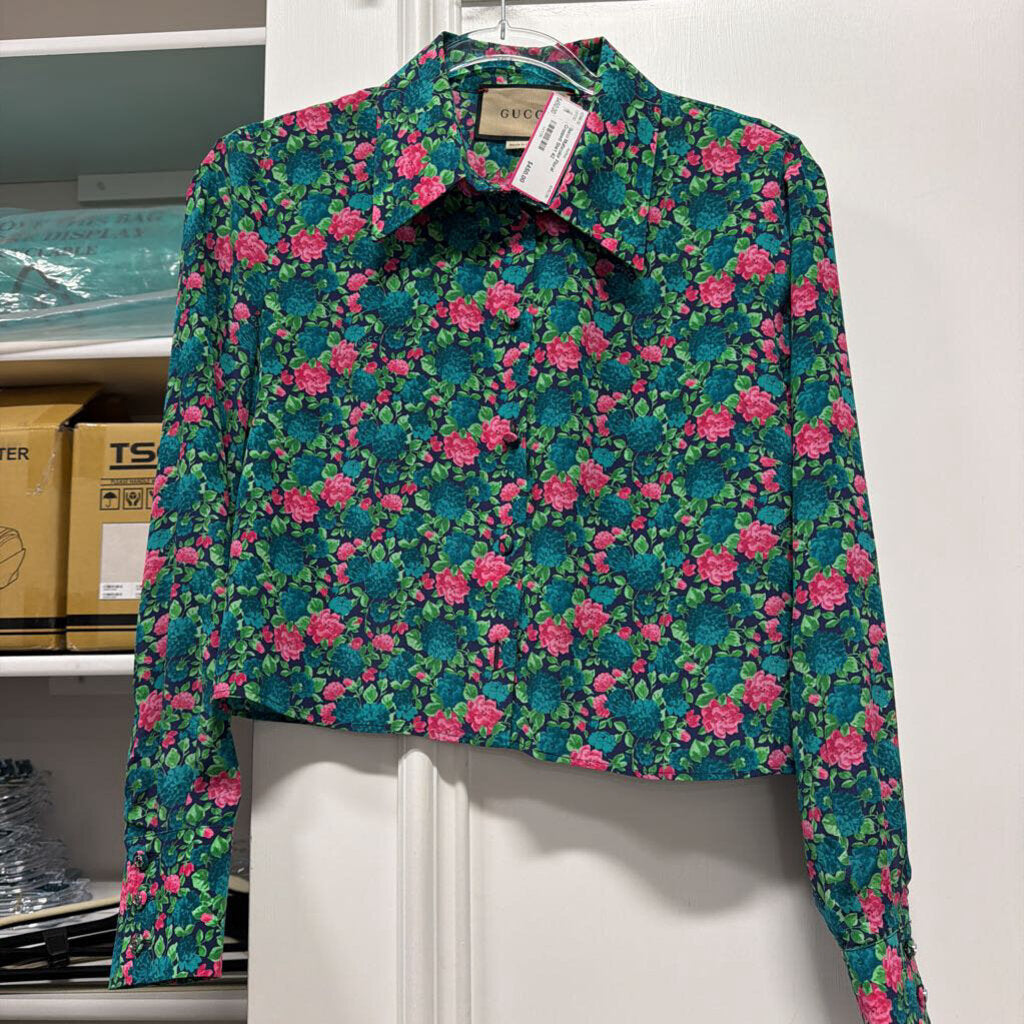 Multicolor Floral Cropped Shirt
