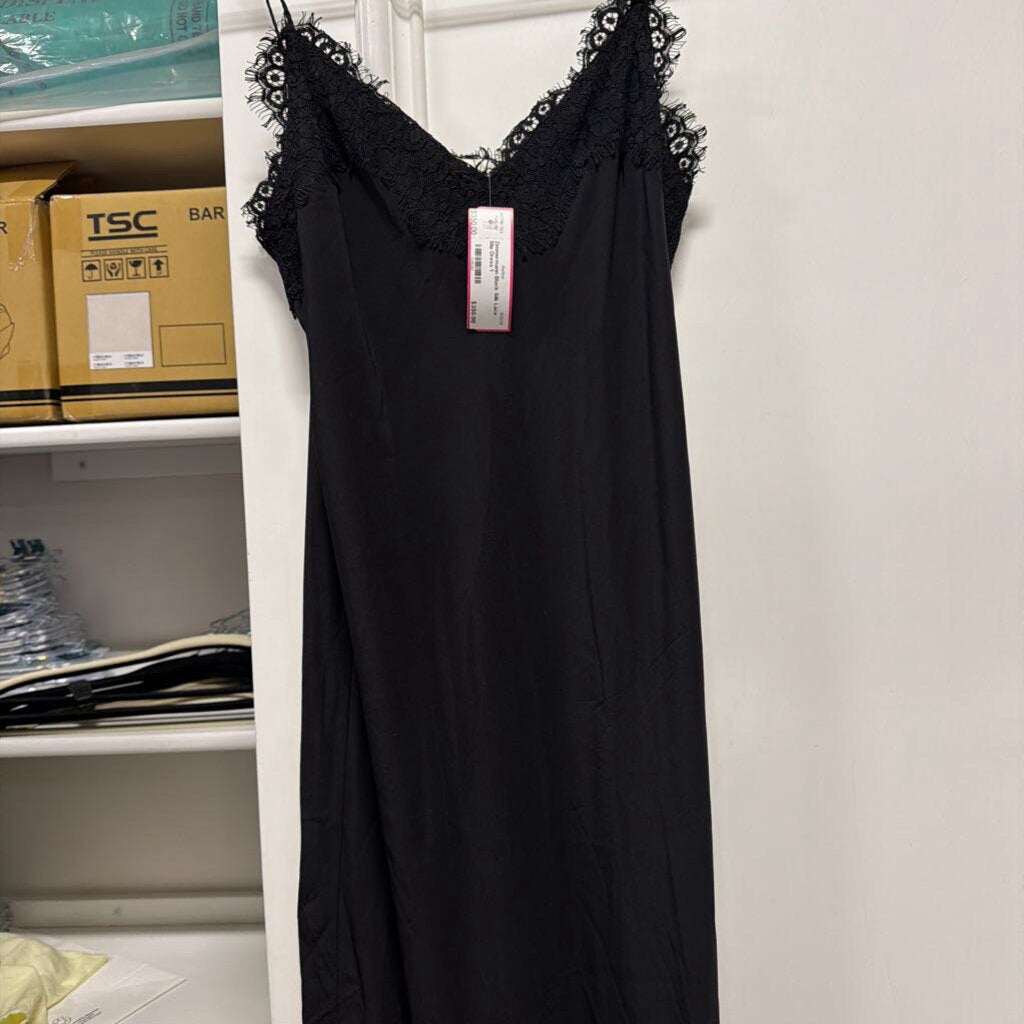 Black Silk Lace Slip Dress