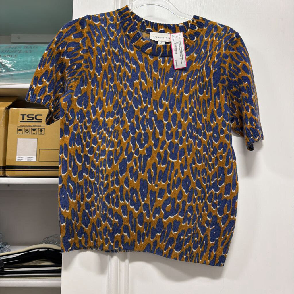 Brown/Blue Printed Cashmere SS Sweater
