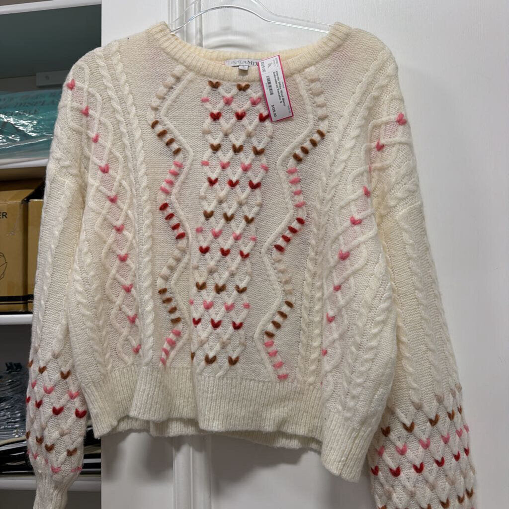 White Wool Blend Embroidered Sweater