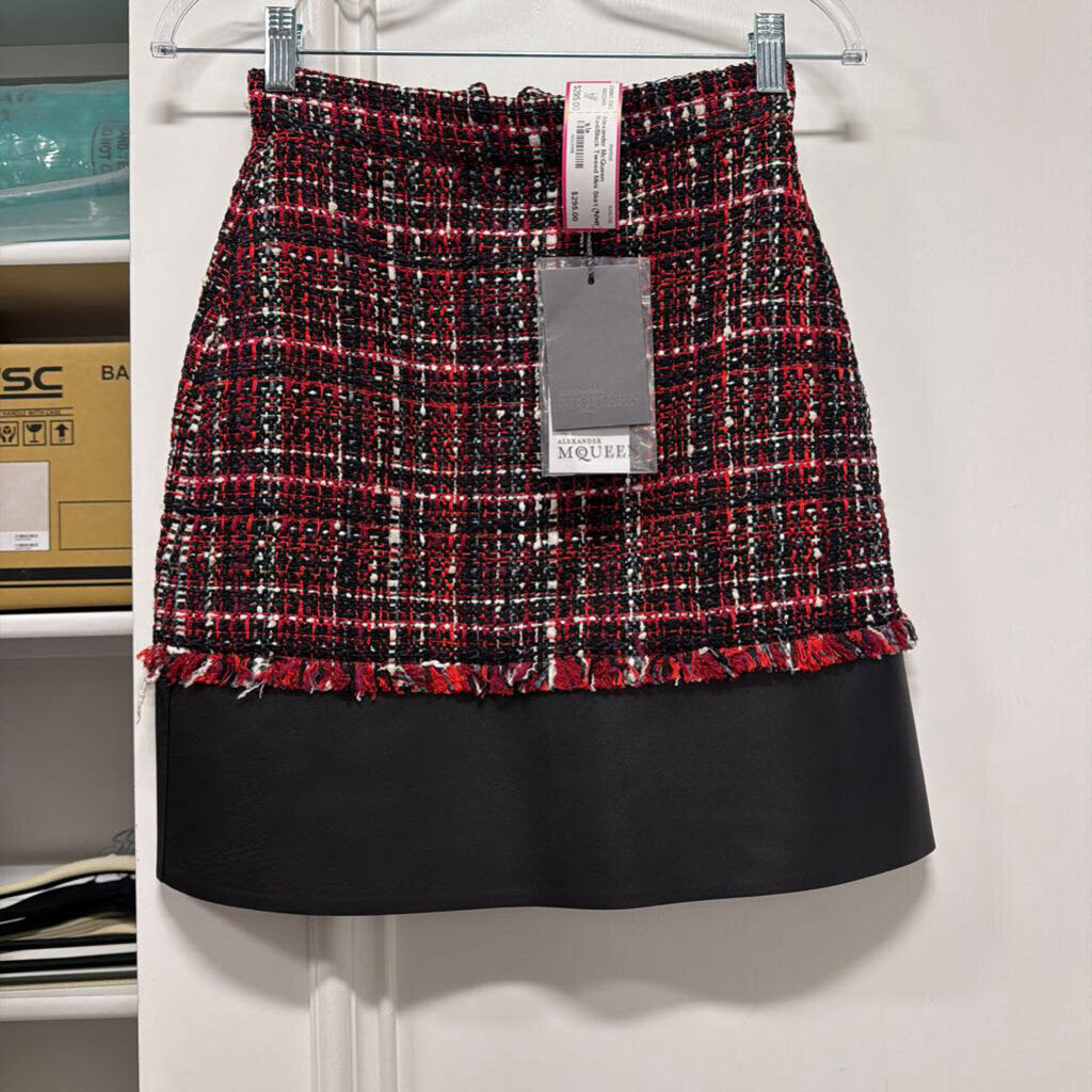 Red/Black Tweed Mini Skirt (NWT)