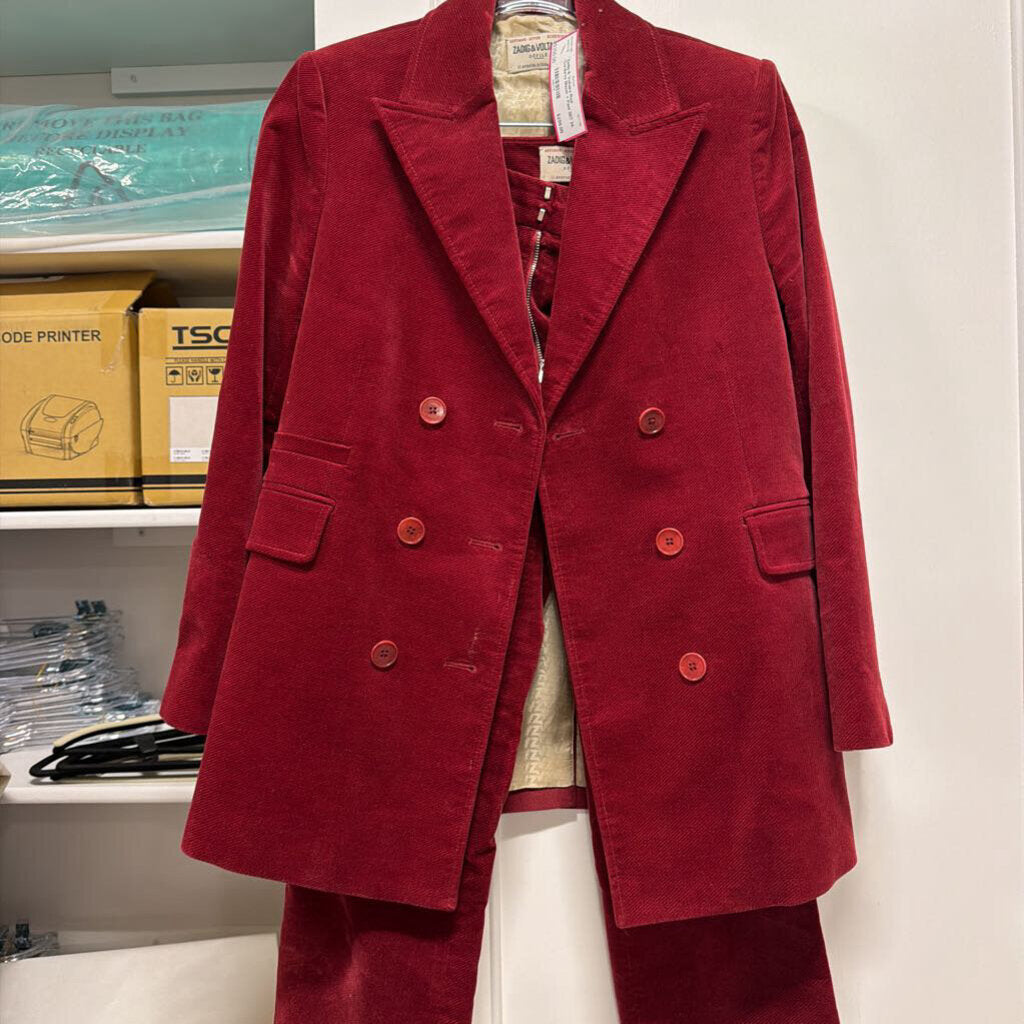 Red Corduroy Blazer + Pant SET