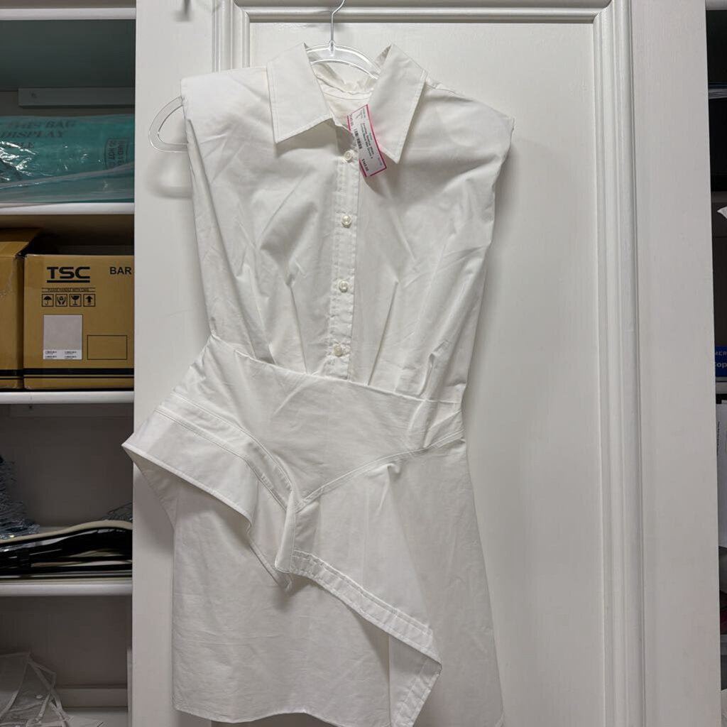 White Cotton Blend Mini Dress