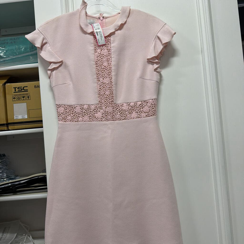 Pink Cotton/Viscose Lace Detail Dress