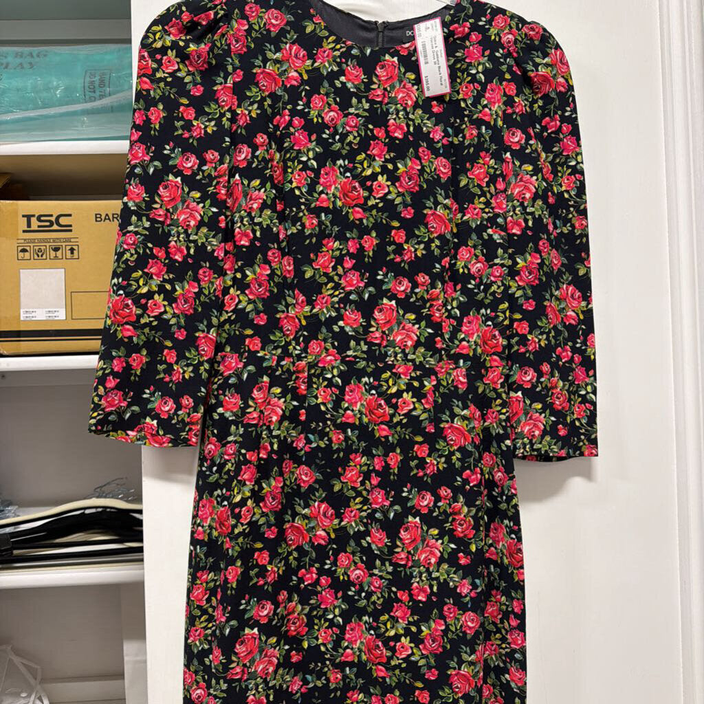 Black Floral Viscose Dress