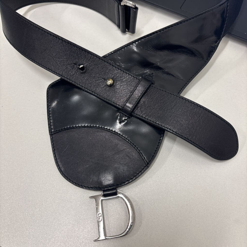 Christian Dior Black Leather Saddle Belt