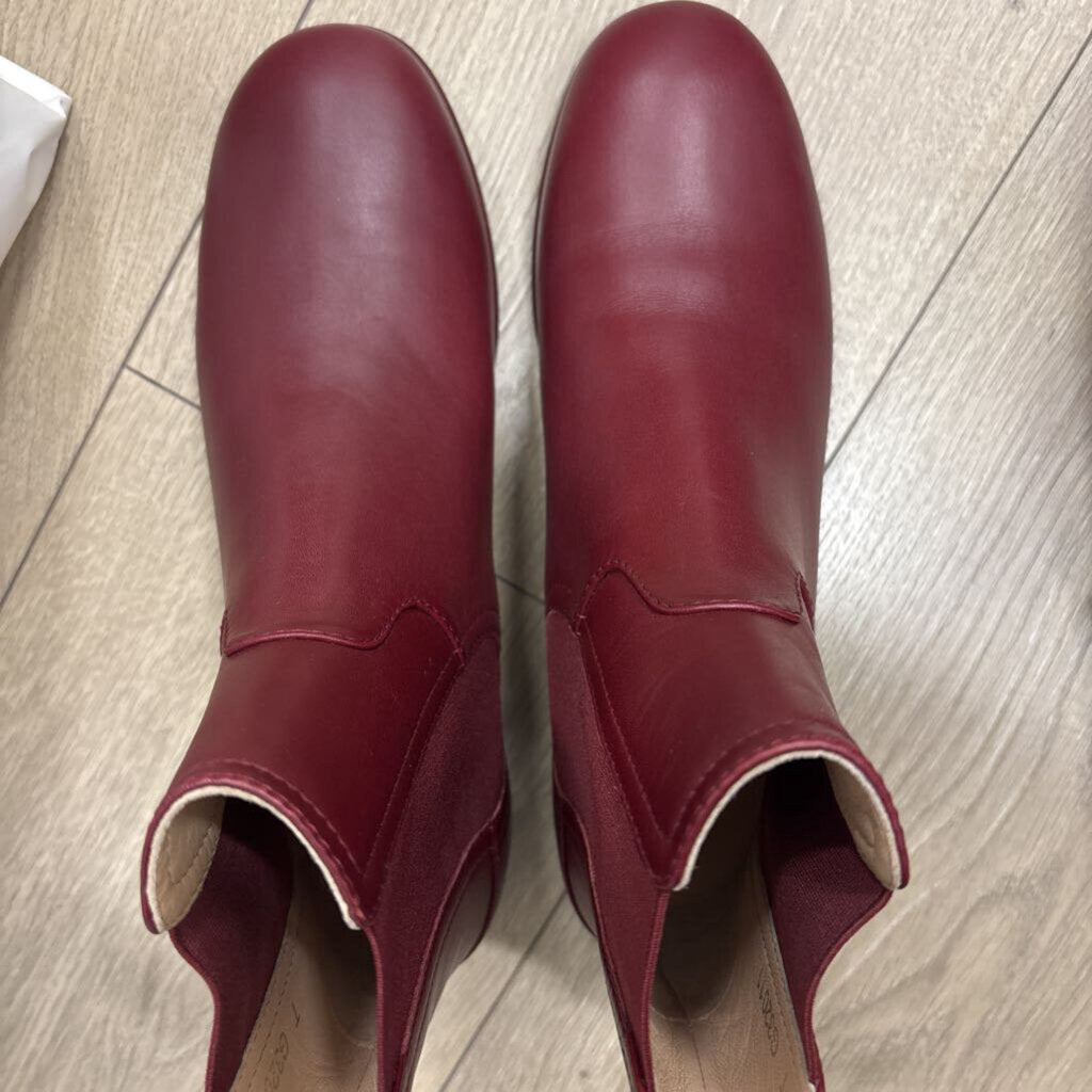 Red Leather Ankle Boot