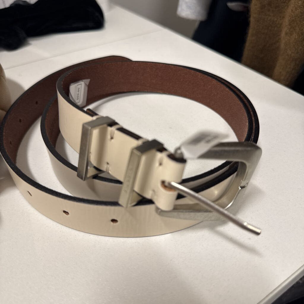 Allsaints Cream Leather Belt, L