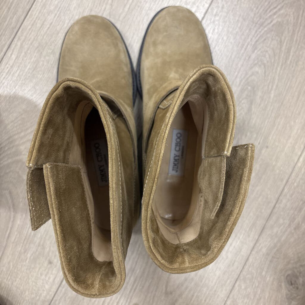 Olive Suede Ankle Moto Boot