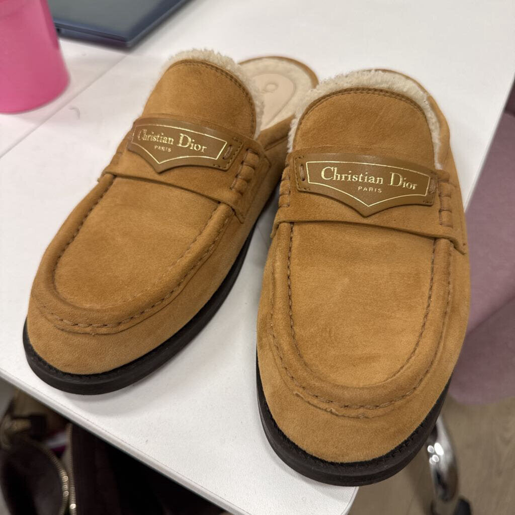 Tan Suede Loafer Mule