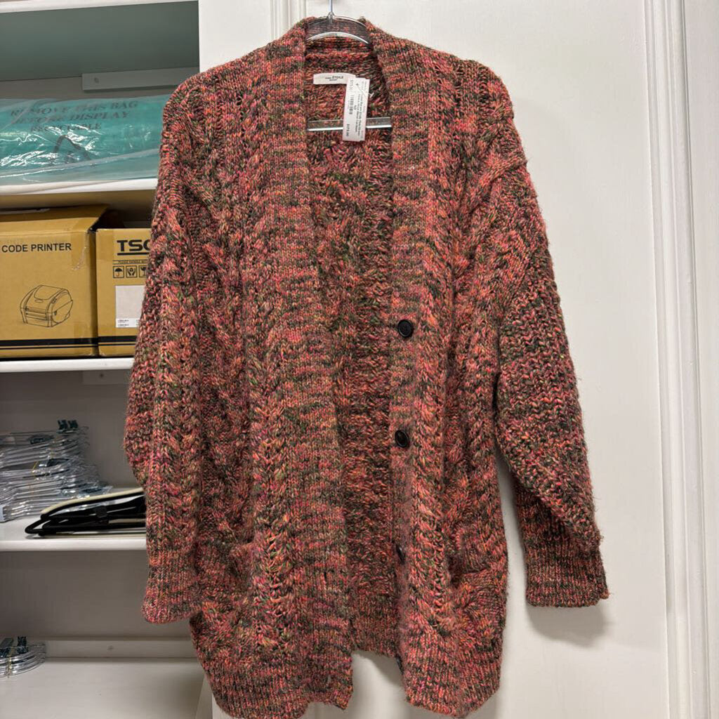 Pink/Green Alpaca Wool Blend Cardigan