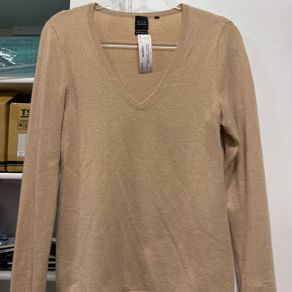 Beige Cashmere V Neck Sweater
