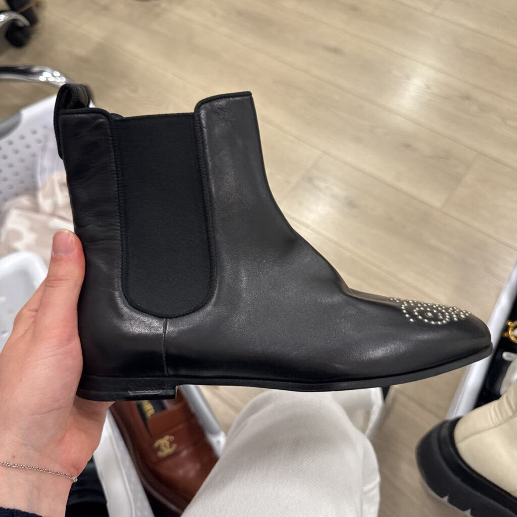 Black Leather Studded Boots