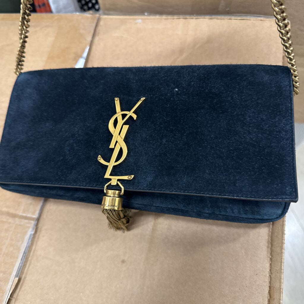Black Suede Kate Tassel Chain Bag