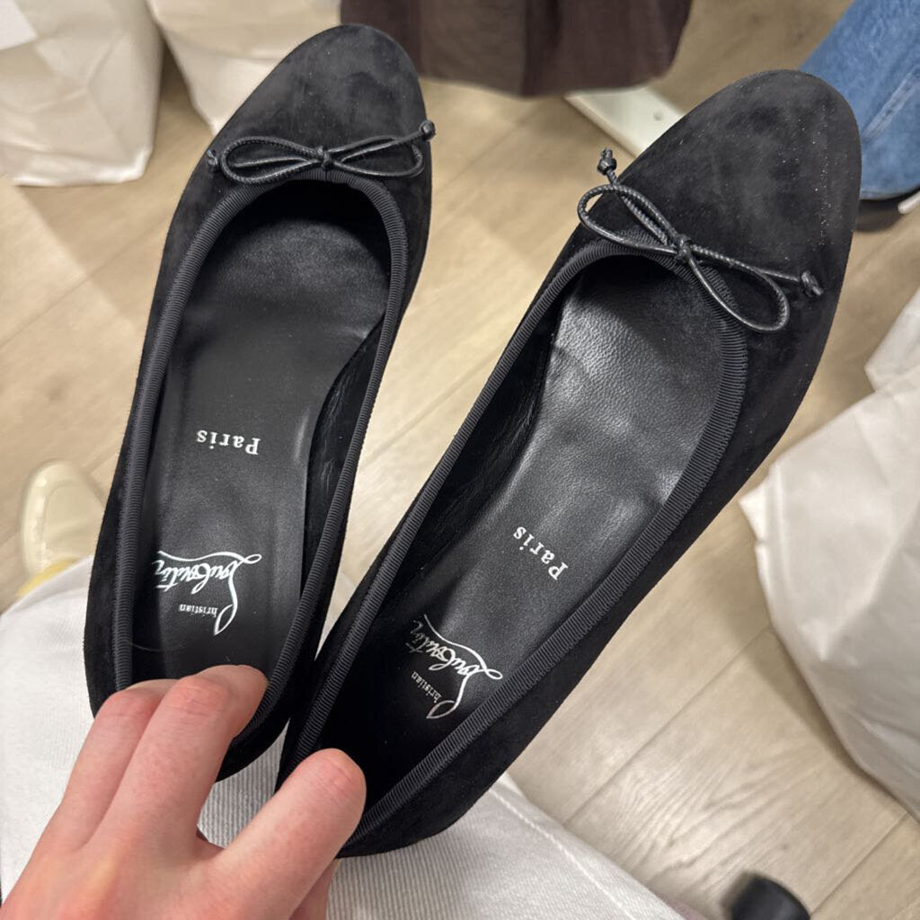 Black Suede Ballet Flats (R.845)