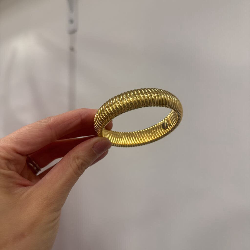 Yellow Gold-Plated Brass Elastic Coil Narrow Bracelet (est 70 retail)