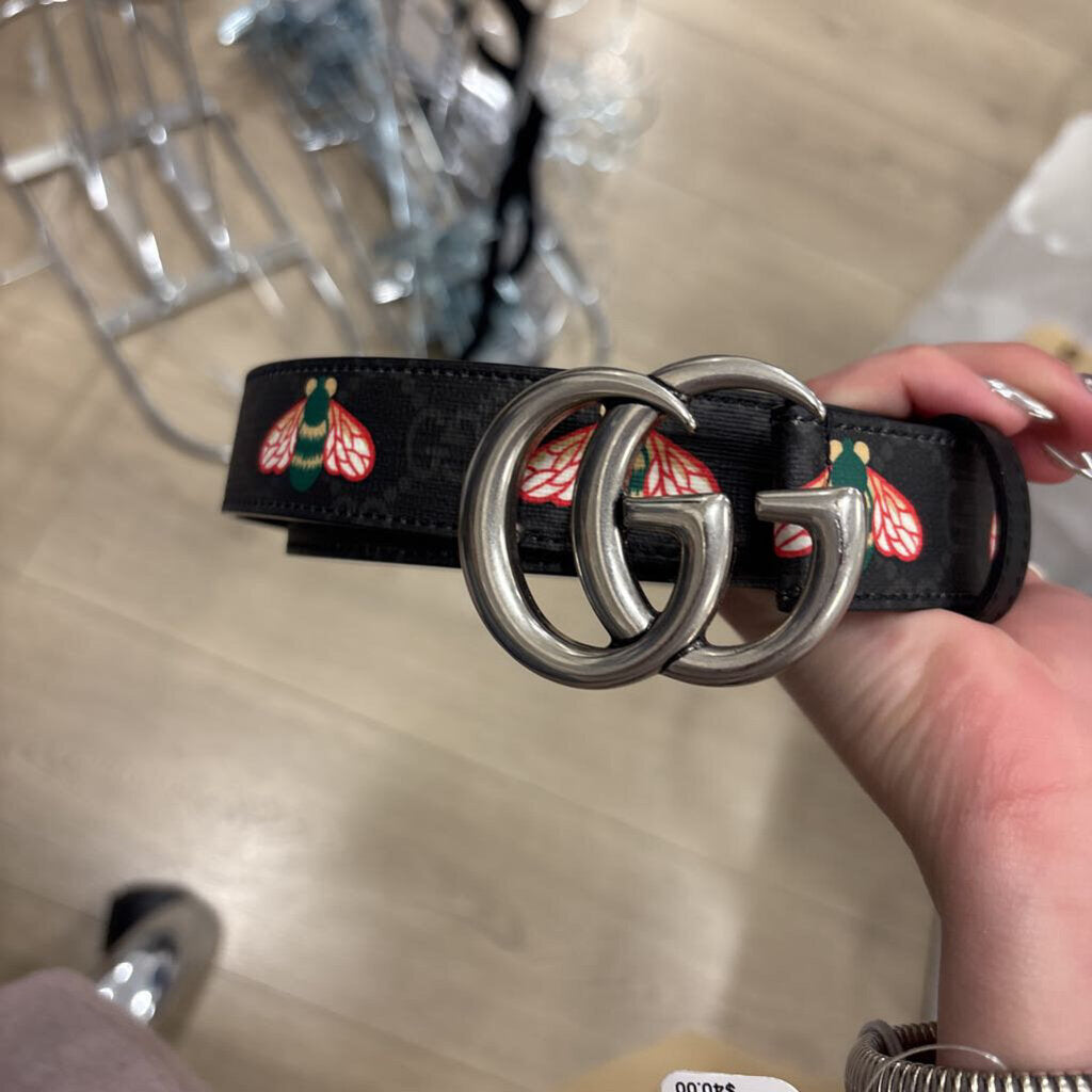 Gucci, Black Monogram Bee Belt, 40