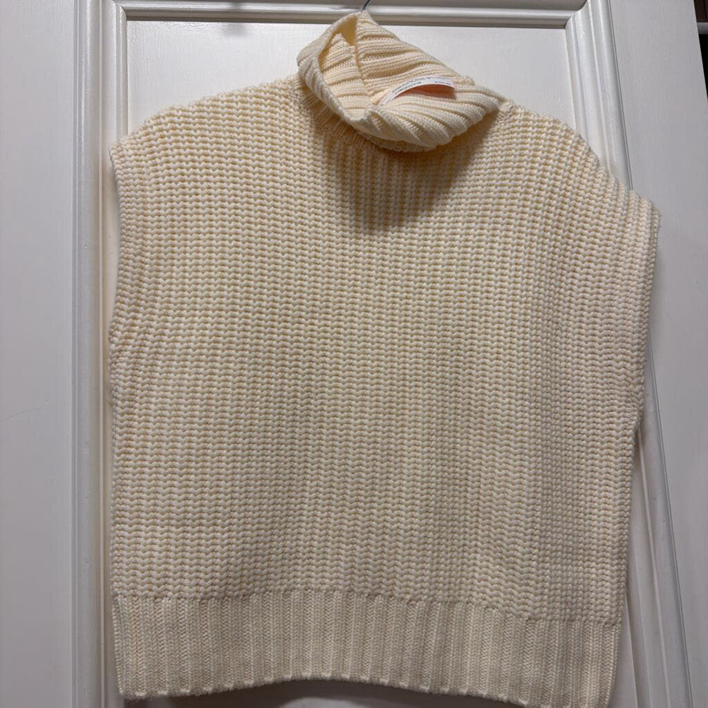Cream Wool Sleeveless Turtleneck Sweater