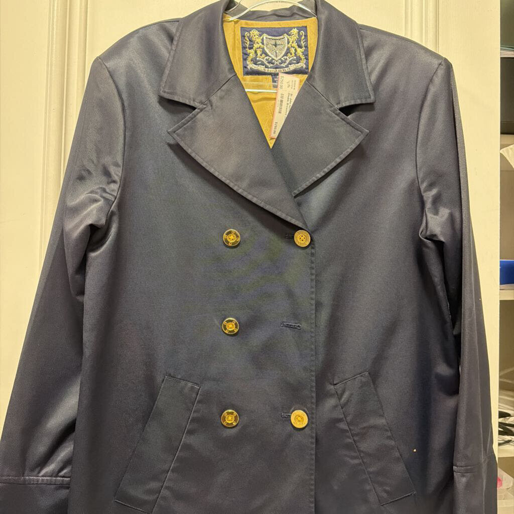 Navy Nylon/Cotton Double Breasted Jacket