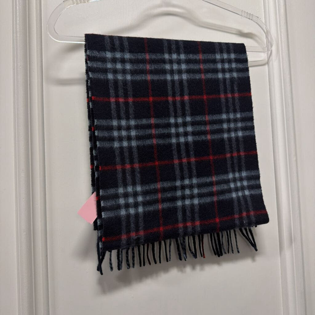 Blue Check Cashmere/Wool Scarf