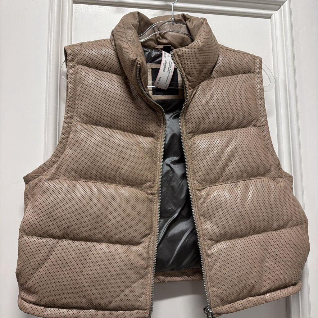 Brown Perforated Leather Vest