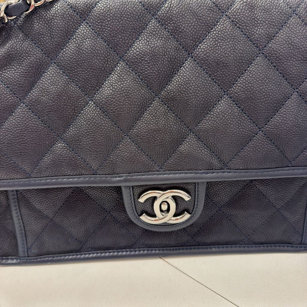2014 Black Caviar Medium French Riviera Flap Bag