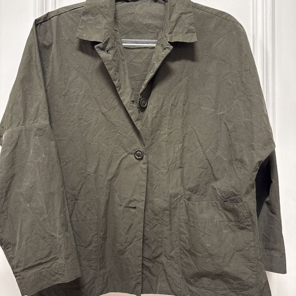 Brown Cotton Crinkle Jacket