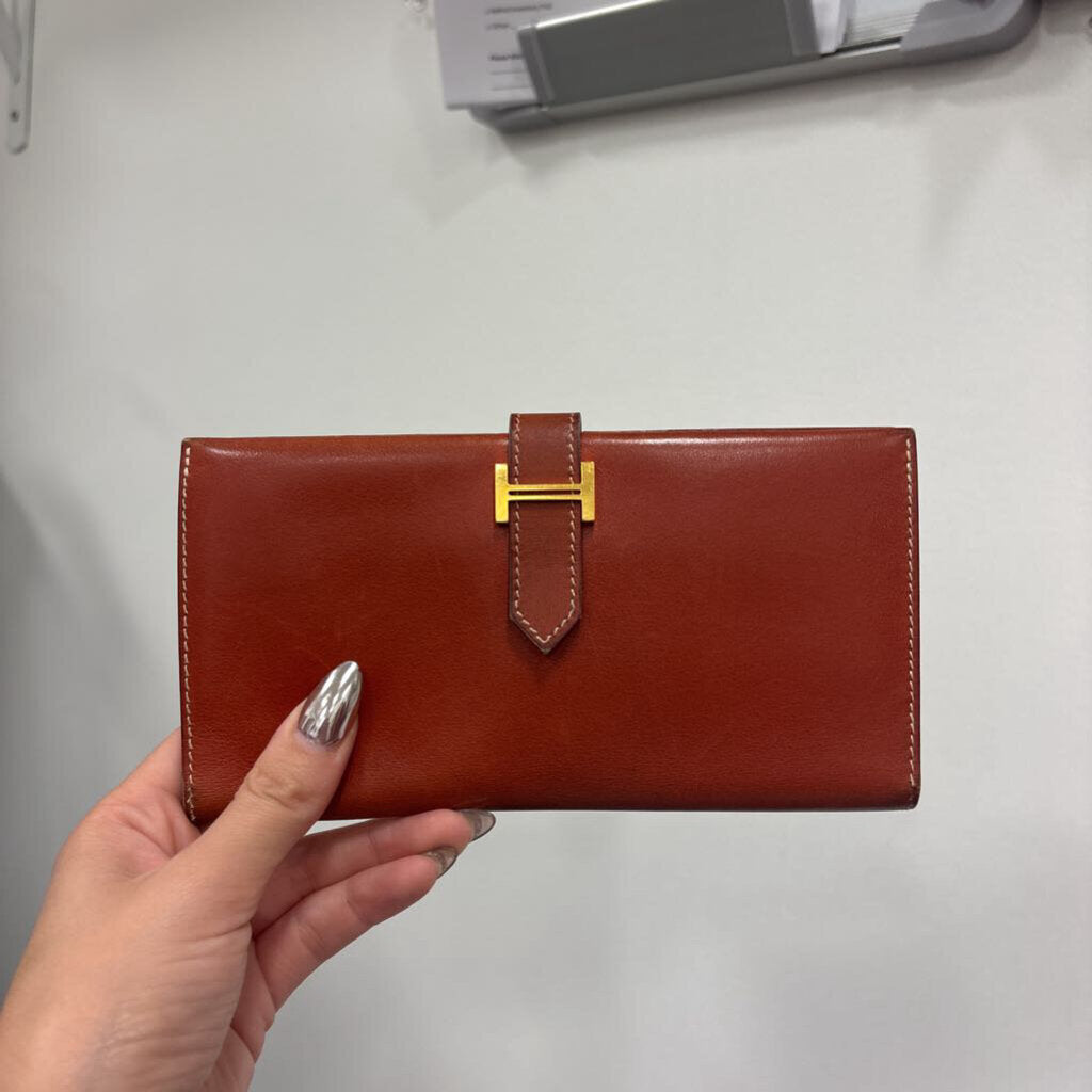 Orange Leather H Wallet (worn)