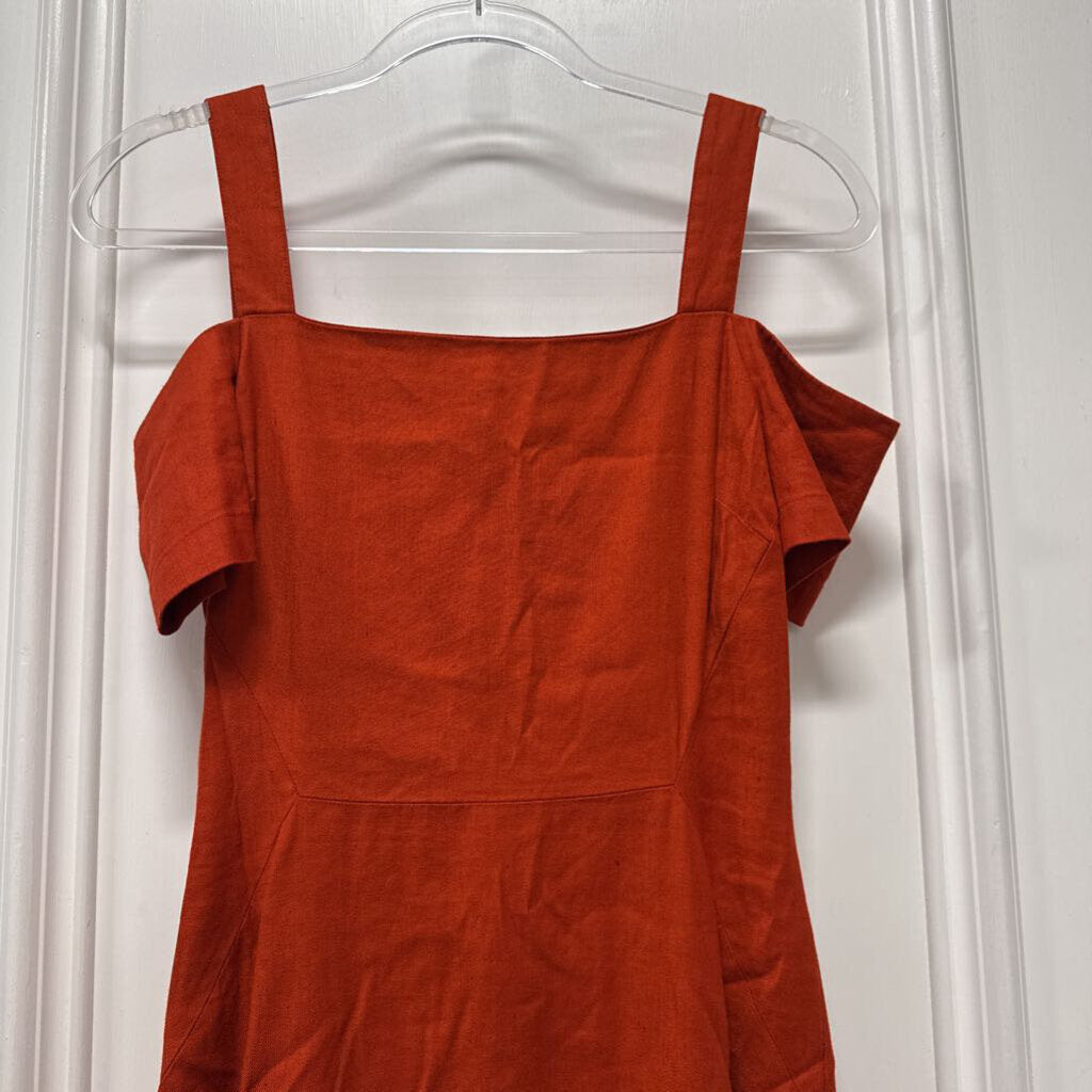 Rust Linen/Cotton Midi Dress