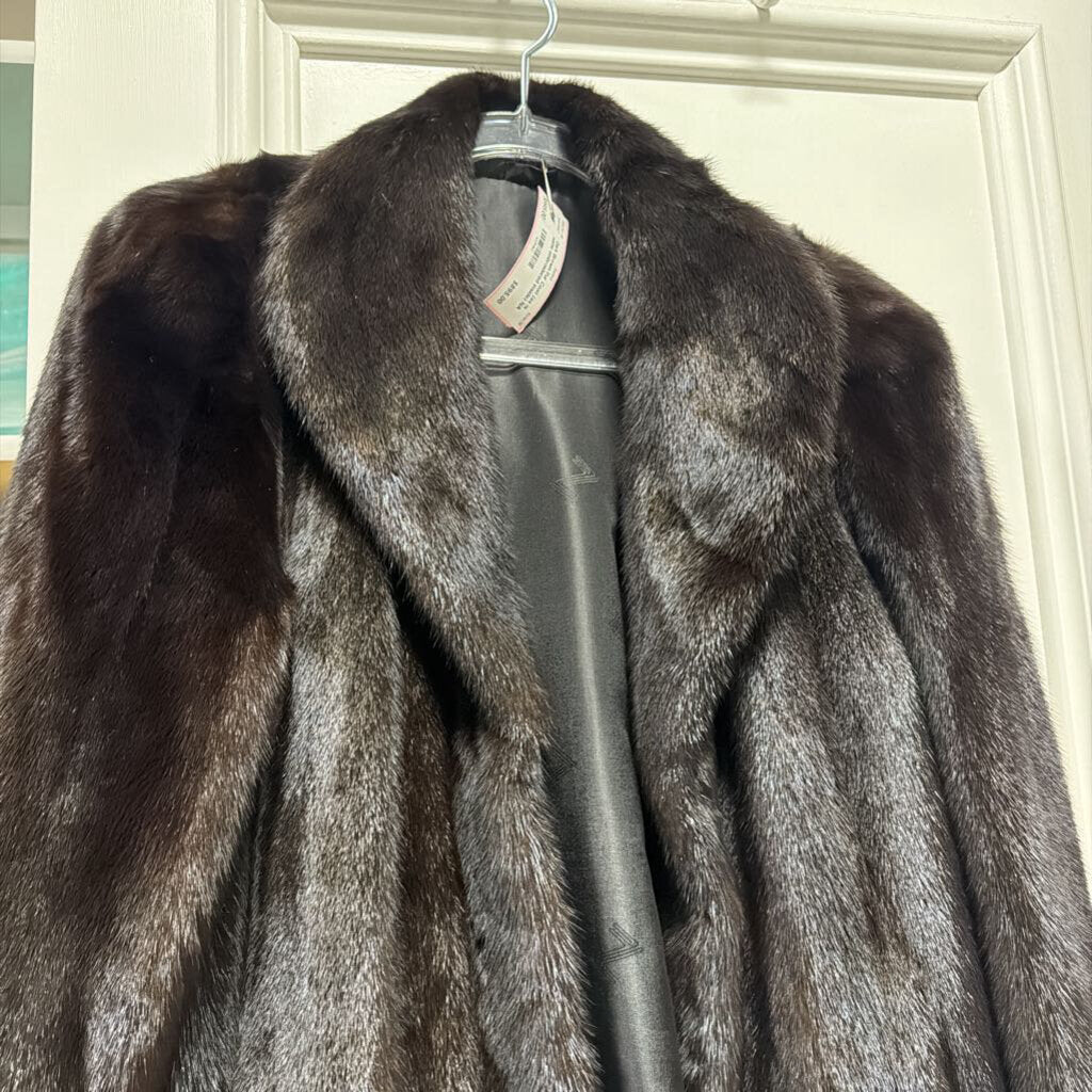 Dark Brown Fur Coat (as is name embroidered inside)
