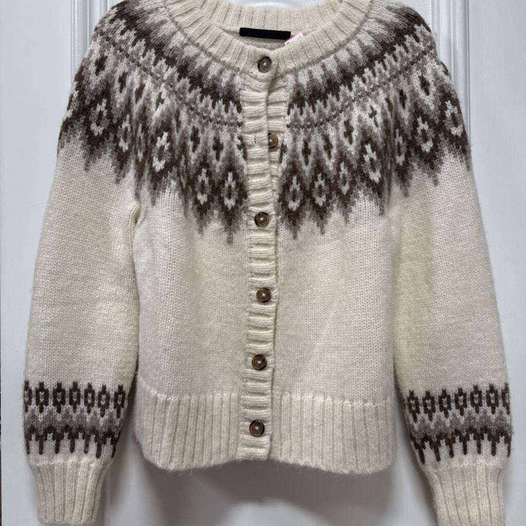 Cream/Brown Alpaca Blend Cardigan