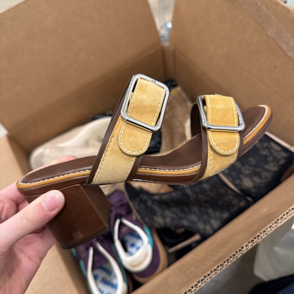 Birman Tan Seude Block Heel Sandal