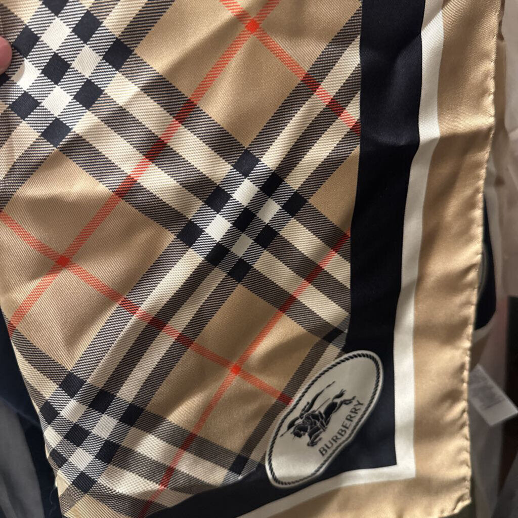 Beige Check Silk Scarf
