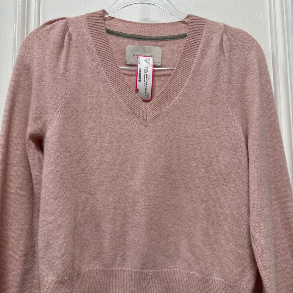Pink Cashmere V Neck Sweater