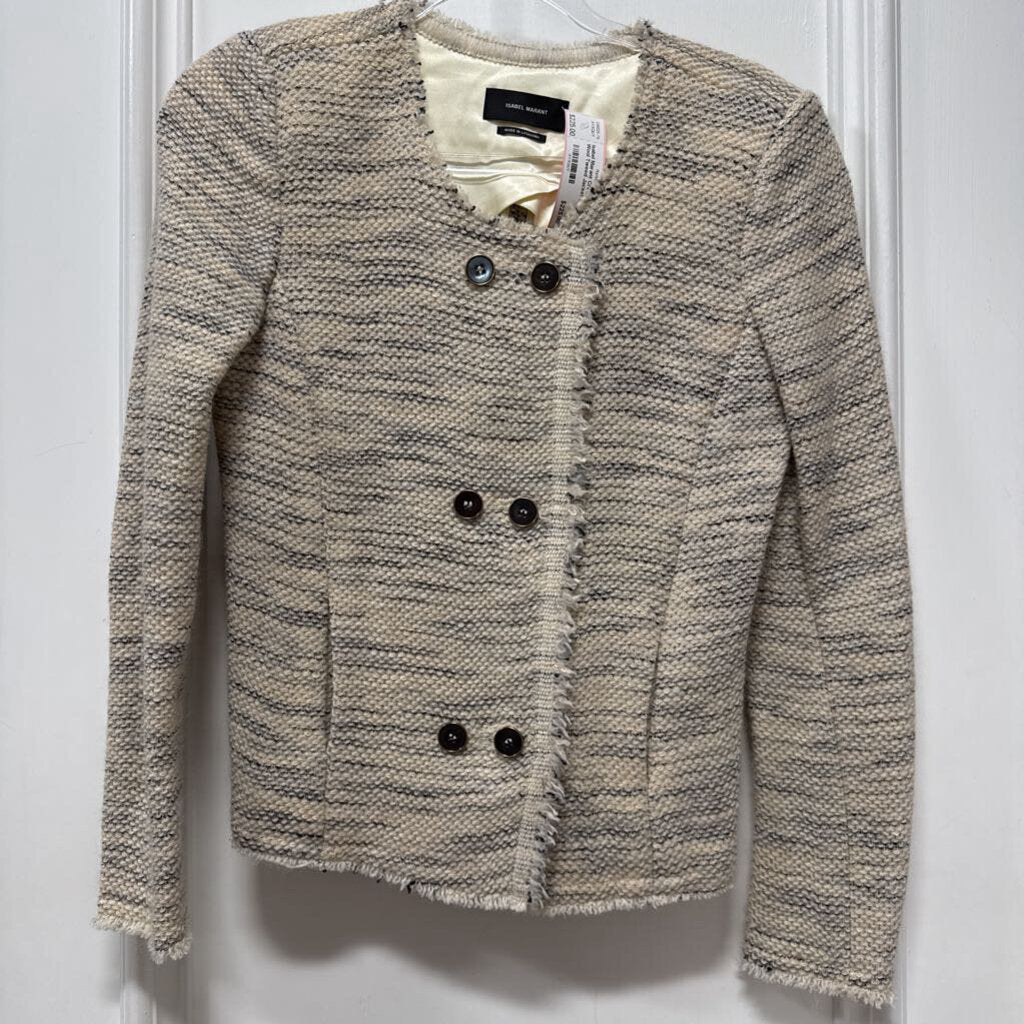Cream/Grey Wool Tweed Jacket