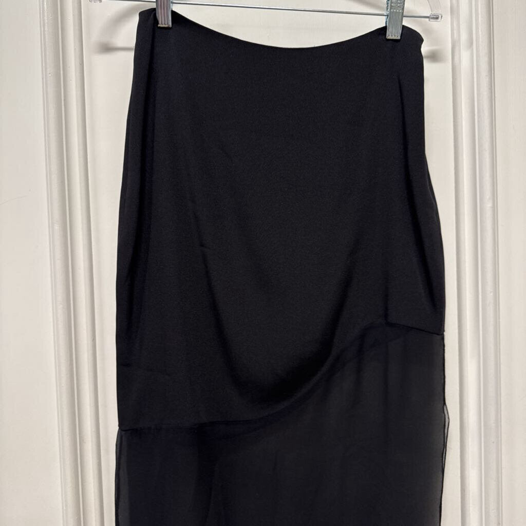 Black Silk Asymmetrical Skirt