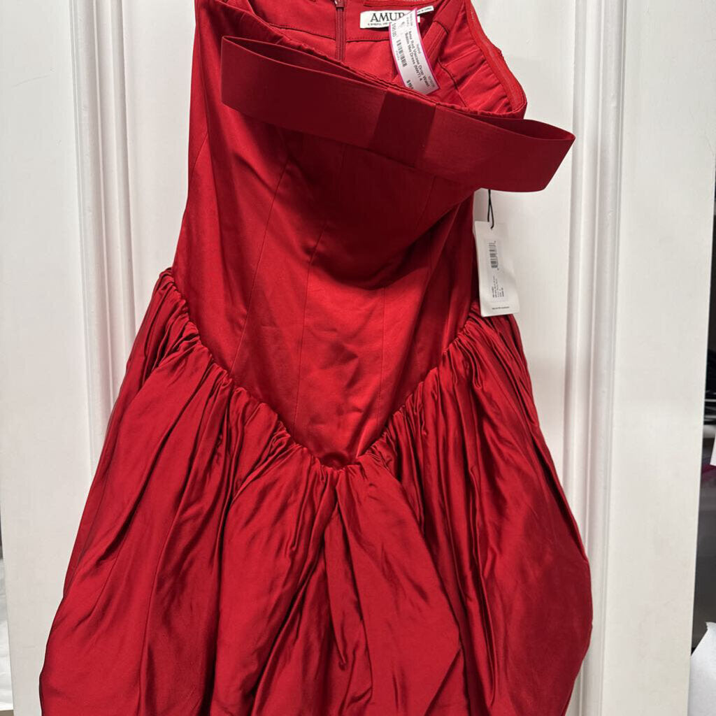 Red Viscose Drop Waist Bubble Mini Dress (NWT)