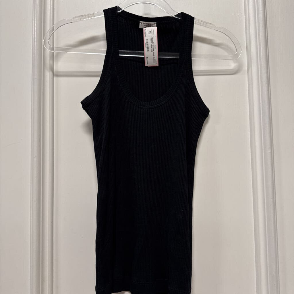 Black Cotton Ribbed Tank