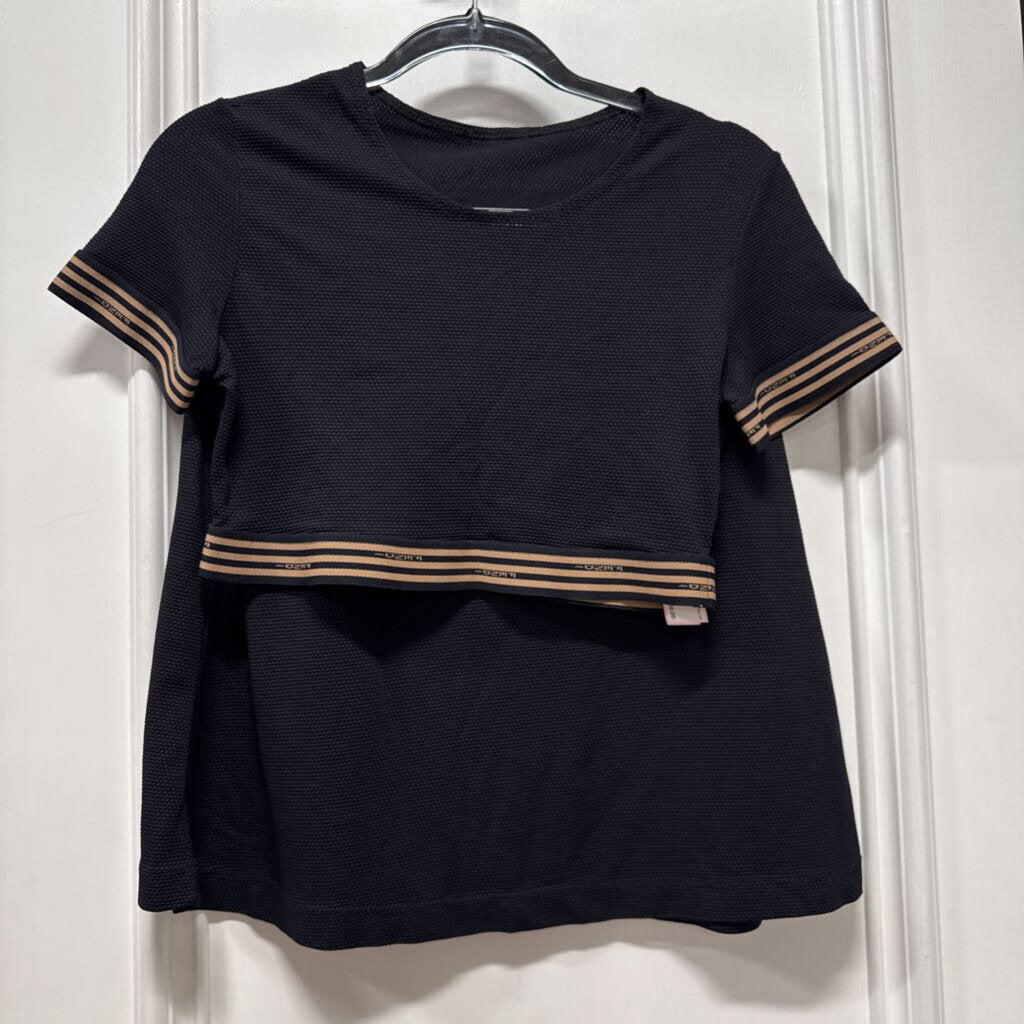 Black Nylon Cropped Top + Skirt SET