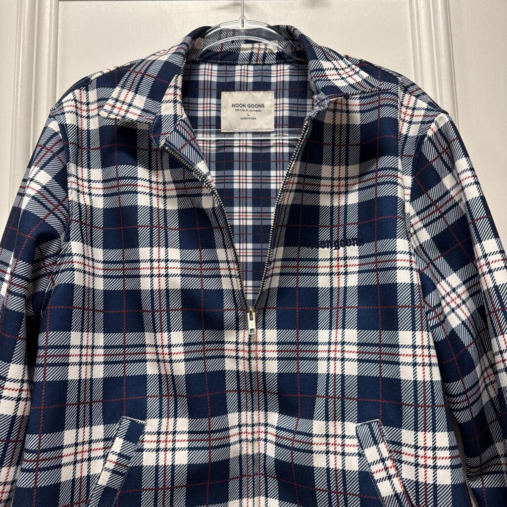 Noon Goons Blue/White Poly Plaid Jacket