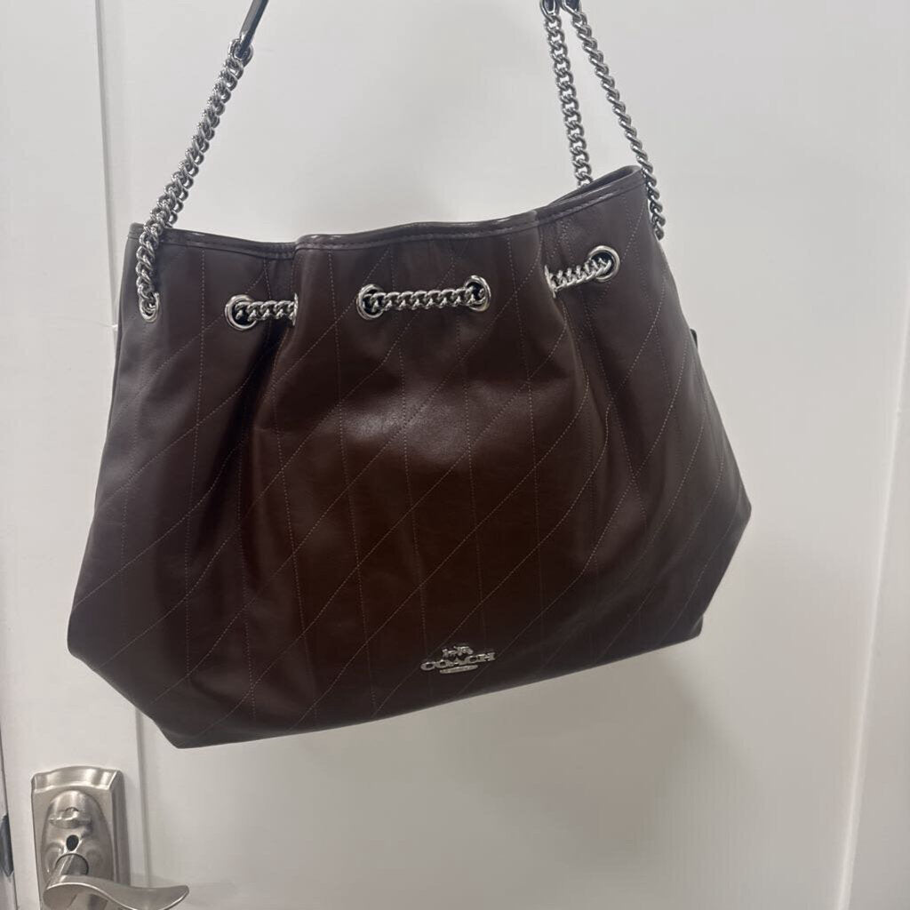 Brown Leather Quilted Shoulder Bag