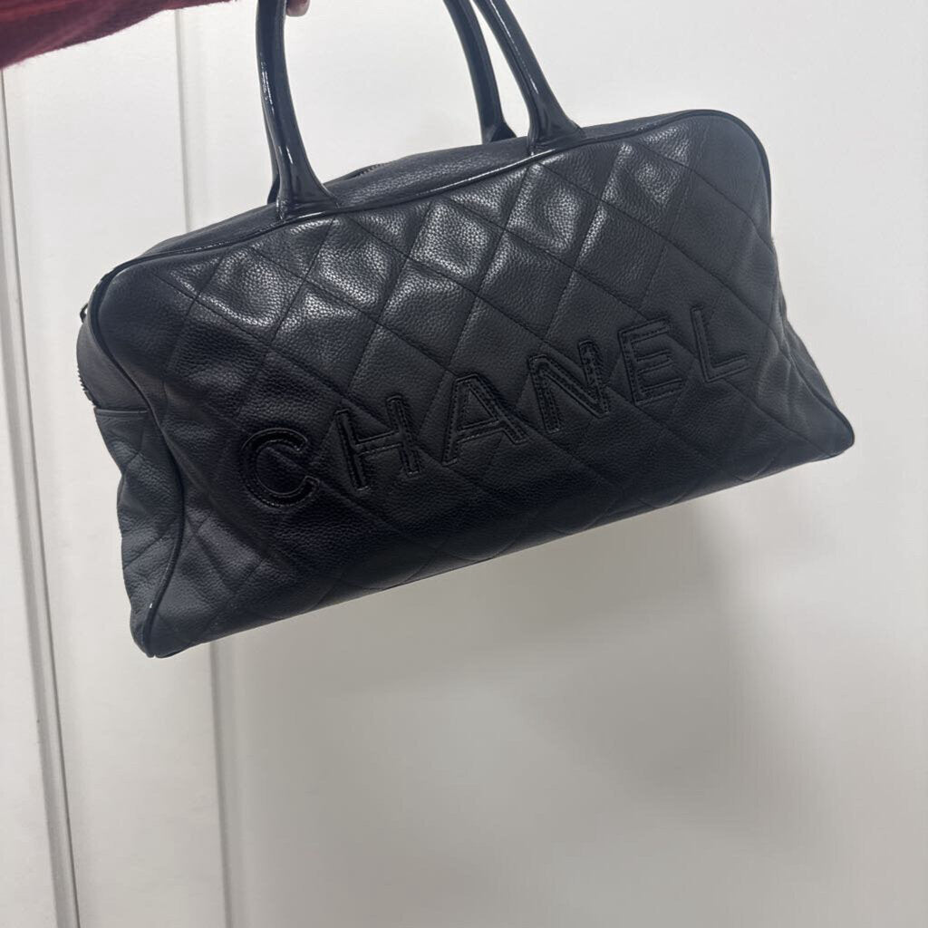 Black Quilted Bowler Bag